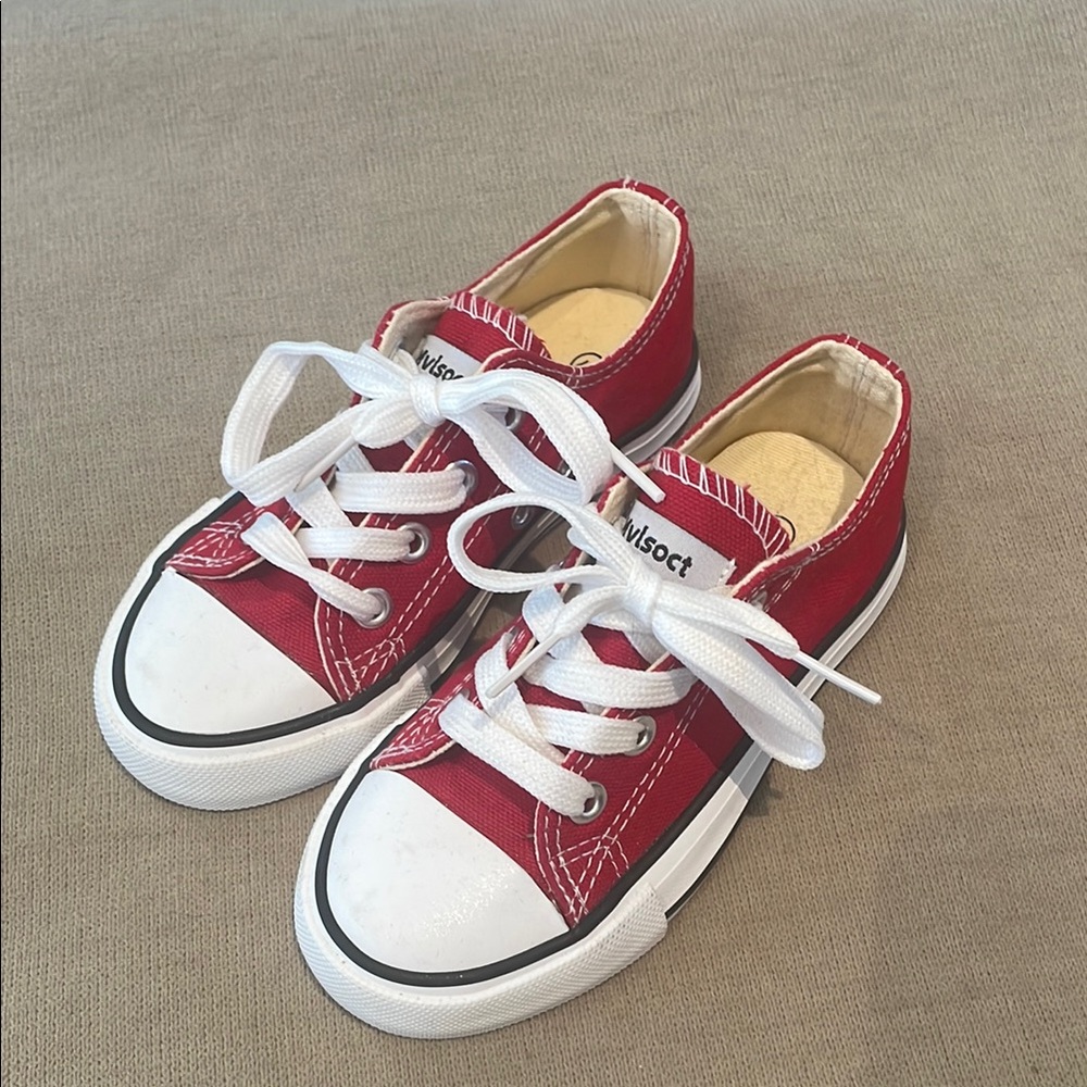 Kids Red Canvas Sneakers